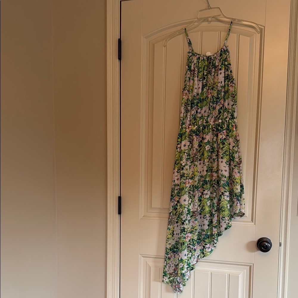 Tropical floral asymmetrical dress
